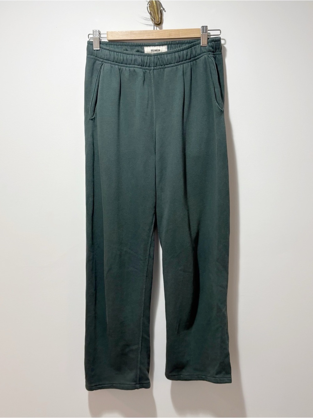 Buck Mason Green Sweatpants Straight Leg Size XS Vintage Interloop Sweatpants